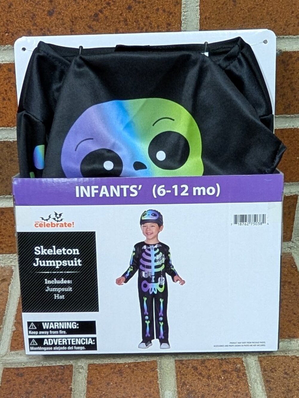 Celebrate! Infants' 2-piece Skeleton Jumpsuit Costume - size 6-12 months - NIP